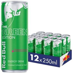 Red Bull Energy Drink Green Edition, Cactusvrucht, 12-pack - 12 x 250ml I Energiedrank met Zomerse Cactusvruchtsmaak I Stimuleert Lichaam en Geest