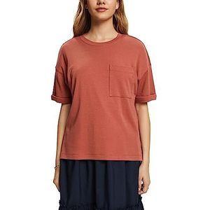 ESPRIT Oversized T-shirt met opgestikte zak, terracotta, L