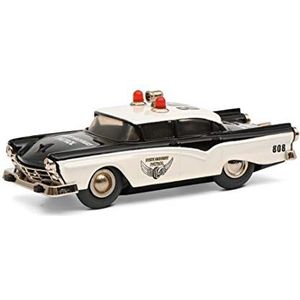 Schuco 450176000 Micro Racer Fairlane Police, 1045/1, modelauto met zwaailichten en luidsprekers op dak, Die-cast met optrekmotor, zwart/wit, gesloten doos met schuifhoes
