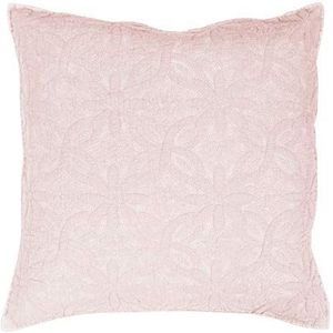 Douceur d'Intérieur Kussensloop + inzet, 60 x 60 cm, microvezel, effen kleur, lavendel met bloemenmotief, roze, 100% polyester