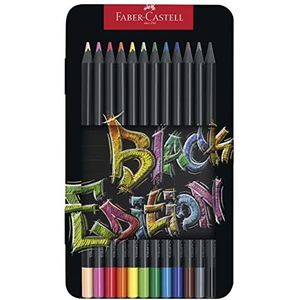 Faber-Castell 116413 - kleurpotloden Blackwood, Black Edition, 12 stuks metalen etui