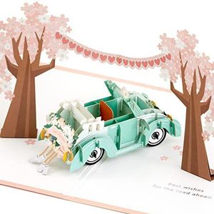Hallmark Signature Paper Wonder pop-up trouwkaart (klassieke auto, net getrouwd)