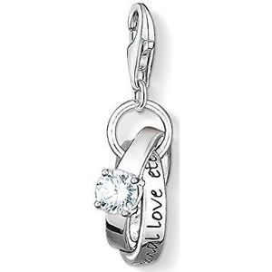 Thomas Sabo Bedelhanger voor dames, trouwringen, bruiloft, charm club, 925 sterling zilver, 0673-051-14, Eén maat, Glas, Zirkonia