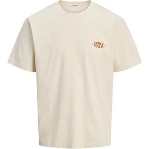 Jack & Jones - Shirt - Ecru/Oranje - Ronde Hals - Kwartmouw