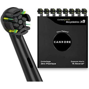 Candore - Set van 8 opzetborstels Pulse Floss One zwart | Inter borstelactie - voor Oral-B elektrische tandenborstel | Recyclingprogramma