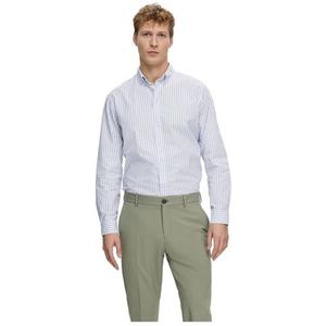SELETED HOMME Ls Noos Slhslimrick-poplin shirt met lange mouwen voor heren, Helder wit/strepen: strepen, M