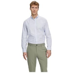 SELETED HOMME Ls Noos Slhslimrick-poplin shirt met lange mouwen voor heren, Helder wit/strepen: strepen, XXL