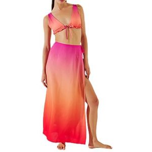 KARL LAGERFELD Dames bedrukte Tie Maxi Pareo Skirt, Ombre Hibiscus Carmelia, S