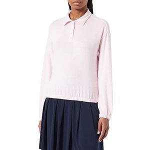 TOM TAILOR Denim Dames Shirt met lange mouwen en polokraag 1032843, 30374 - Soft Pink Melange, XXL