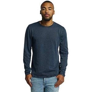 ONLY & SONS Casual men's sweater washed design round neck fine knit longsleeve sweater, Colour:Blue, Size:L