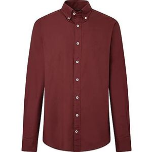 Hackett London Heren Garment Dyed Oxford Shirt, Zinfandel, XL