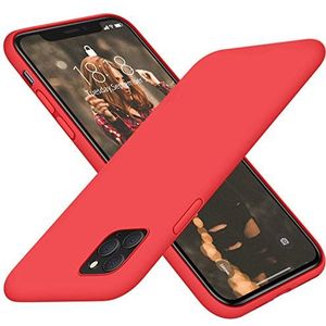 Blyge iPhone 11 Pro hoes, iPhone 11 Pro hoes, siliconen hoes, schokbestendig, verhoogd deel ter bescherming van de camera en het scherm, zachte microvezel, china-rood