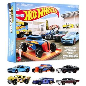 Hot Wheels HW Legendes, set van 6 speelgoedauto's (schaal 1:64), authentieke decoraties, populaire modellen, draaiende wieltjes, cadeau voor kinderen vanaf 3 jaar en verzamelaars, HLK50