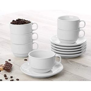 Holst Porzellan TH 018 FA3 thee/koffieset""Smart"" 0,18 l met UTA 114, wit, 14 x 14 x 6,5 cm, 6 stuks