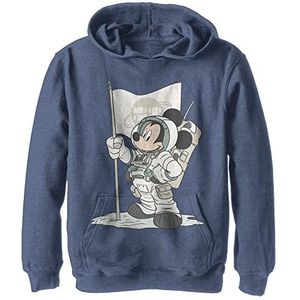 Disney Characters Astro Mickey Boy's Hooded Pullover Fleece, Navy Blue Heather, Small, Heather Navy, S