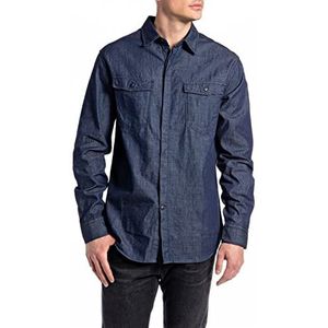 Replay Heren M4078 Hemd, 007 Dark Blue, S