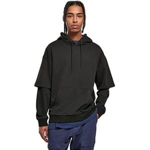 Urban Classics Oversized sweatshirt met dubbele mouwen voor heren, zwart, 5XL