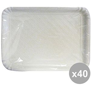 Set 40 dienblad papier rechthoekig wit Biodeg.29 x 38 cm. * 2 stuks 63066 containers voor de keuken