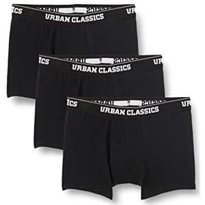 Urban Classics Heren onderbroeken boxershorts driepack van biologisch katoen 3-pack, multipack boxershorts van biologisch katoen, verkrijgbaar in vele kleuren, maat S tot 5XL, zwart + zwart, S