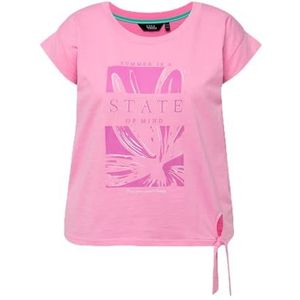Ulla Popken, Dames grote maten, korte top om vast te binden met print, oversized, lichtroze, 50/52 NL