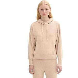 TOM TAILOR - 1043338 - Gebreide Hoodie - Licht Kameel Gemengd - Viscose en Polyester Mix