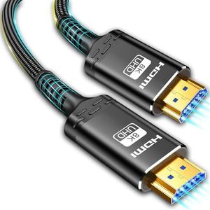 Akake HDMI-kabel, 8 K, 6 m, snelle gevlochten kabel met 48 Gbit/s capaciteit bij 4 K @ 120 Hz, videoresolutie 8 K @ 60 Hz en HDR-ondersteuning.