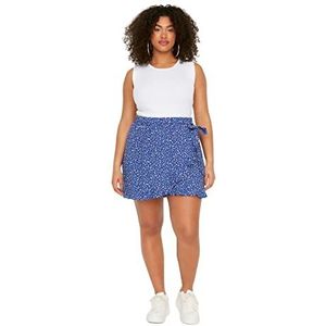 Trendyol Plus Size Shorts & Bermuda - Blauw - Hoge taille, Blauw,44, Blauw