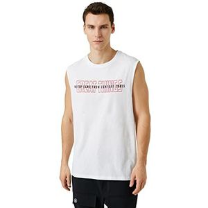 Koton Heren Slogan bedrukte tanktop Crew Neck Mouwloos, wit (000), S