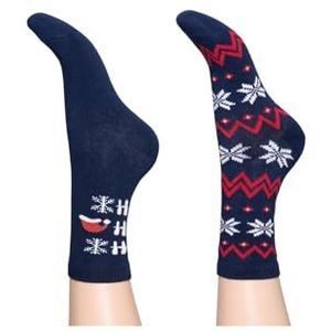 CHARNOS Dames Katoen Ho Fairisle 2 Pack Sokken Navy Mix One Size (Pack van 2), marineblauw, Eén Maat