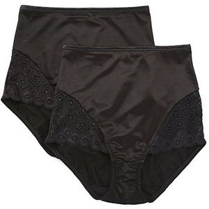 Bali Women's Shapewear Brief with Lace Firm Control 2-Pack, Black, Medium