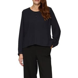 s.Oliver - Blouse - Navy - Viscose - Losse Pasvorm, Lange Mouw