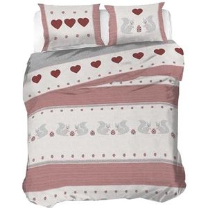 PENSIERI DELICATI - Beddengoedset - Flanel - 250 x 200 cm - 100% Katoen - Rode Eekhoorn