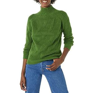 Amazon Essentials Dames Soft Touch Trechter Neck Kabel Jumper, Groen, L