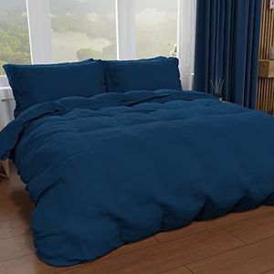 PETTI Artigiani Italiani - Dekbedovertrek voor eenpersoonsbed, dekbedovertrek en kussenslopen van microvezel, eenkleurig, nachtblauw, 100% Made in Italy