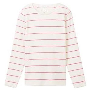 TOM TAILOR Shirt met lange mouwen voor meisjes, 32539-off White Pink Stripe, 116/122 cm