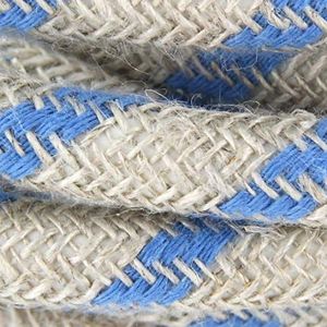 Katoenen stoffen snoer met streepmotief in hemelsblauw en natuurlijk linnen – 3 m