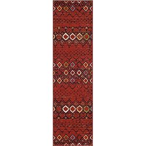 SAFAVIEH Boho Chic vloerkleed voor woonkamer, eetkamer, slaapkamer - Amsterdam Collection, laagpolig, terracotta rood en multi, 69 x 244 cm