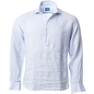 Panareha Men's Striped Linen Popover Shirt SAMUI Blue (XXL)
