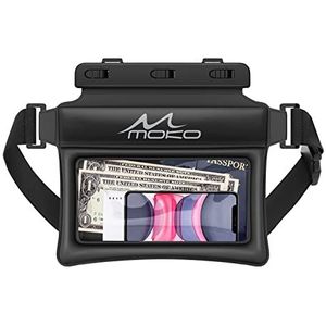 MoKo Waterproof Phone Pouch Fanny Pack, Floating Dry Bag for Swimming Kayaking Snorkeling, Compatible with iPhone 13/13 Pro Max/12/12 Pro Max/11 Pro Max, Galaxy S21 Ultra/S9/Note 10 Plus, Black