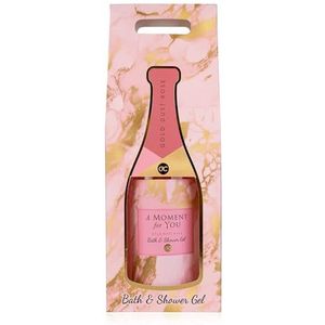 Accentra Bad- & douchegel A MOMENT FOR YOU in fles incl. geschenkdoos (champagne look), 300ml, geur: Gold Dust Rose - navulbaar, roze/goud