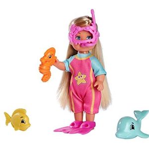 Simba 105733565 - Steffi Love Sea Fun, pop in duikpak met vinnen en duikbril in de vorm van een krab, met zeevriendjes, minipop 12cm, vanaf 3 jaar