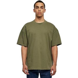 Build Your Brand Heren T-shirt Ultra Heavy Cotton Box Tee, Basic T-shirt voor mannen, oversized fit, maten XS - 5XL, olijfgroen, XS