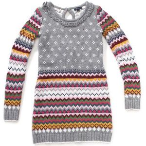 Tommy Hilfiger meisjesjurk/knielang GJ57101653 / FAIRISLE MINI DRESS L/S