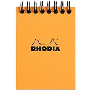 Rhodia 115009C - spiraalbindingsblok (spiraalbinding) zwart, A7 (7,4 x 10,5 cm), 80 uitneembare bladen, 5 x 5 cm, Clairefontaine wit papier, 80 g/m2 kleine tegels 5 x 5 mm A7 (7,4x10,5 cm) Oranje