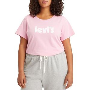 Levi's Plus Size Perfect Tee T-shirt Vrouwen, Poster Logo Prism Pink, 2XL