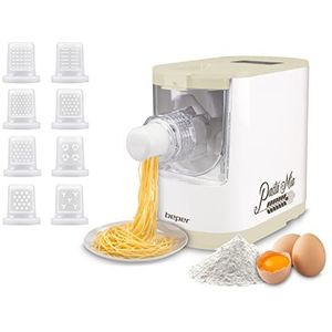 BEPER P102SBA500 Automatische machine voor verse pasta, pastamaker, 200W, 320 g bloem, 8 matrijzen van verschillende groottes, display voor bediening, inclusief maatbeker en spatel