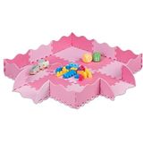 Relaxdays 25-delige Speelmat met Rand - Puzzelmat Kinderkamer - Speeltegels - Vloerpuzzel - Roze