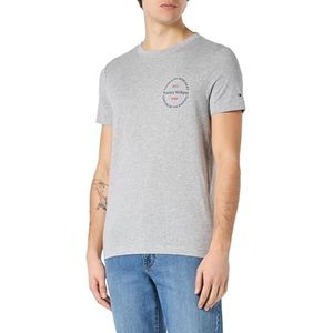Tommy Hilfiger Heren Hilfiger Roundle Tee S/S T-shirts, grijs, M, lichtgrijs Hei, M
