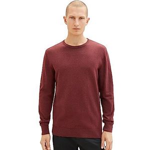 TOM TAILOR Basic gebreide trui met ronde hals heren, 32620-tawny port rood melange, XXL