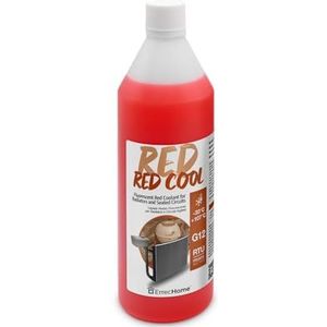 ErrecHome Red Cool, Red Coolant and Antifreeze -30°C/+107°C, Fluorescent Formulation with organic-based OAT inhibitor package, G12, Ready to Use, 1 Litre